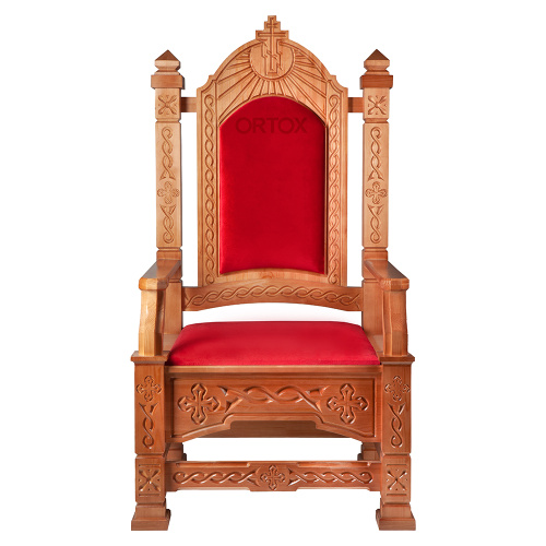 Архиерейский трон "Вятский" резной, светлый, 78х72х150 см фото 2