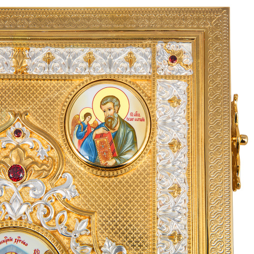 Евангелие напрестольное, латунный оклад в позолоте и серебрении, фианиты, 30х35 см фото 12