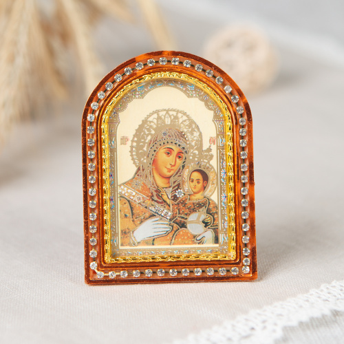 Икона настольная Божией Матери "Иерусалимская", пластиковая рамка, 6,4х8,6 см фото 4