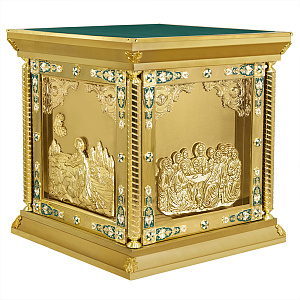 Облачение на престол "Золотые своды", эмаль, высота 107 см (90х90х107 см зеленая ткань, композит)