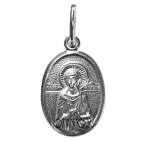 Серебряная иконка-образок с ликом великомученика и целителя Пантелеимона, 1,2х2см