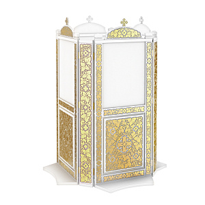 Киот напольный "Суздальский" белый с золотом (поталь), на 4 иконы (без рамки, 80х50х205 см)