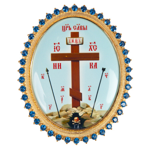 Накладки на митру (комплект из 4 штук) из ювелирного сплава в позолоте, с фианитами, №31 фото 11