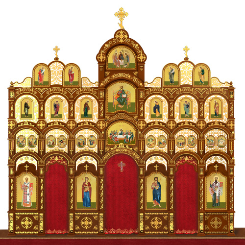 Иконостас "Благовещенский" четырехъярусный, цвет "кипарис" с золотом (поталь), 664х671,5х28 см фото 4