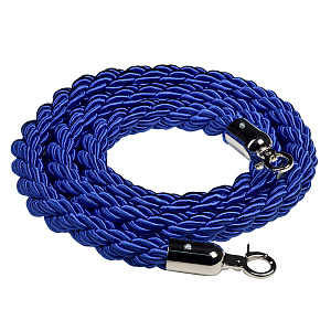 Плетеный канат ограждения синий (длина 150 см, серебристый глянцевый карабин)