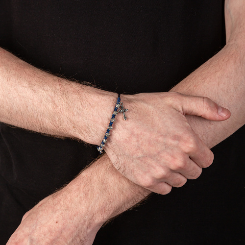 Браслет плетеный с металлическими бусинами фото 3