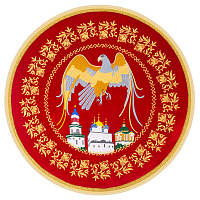 Орлец красный, вышивка на бархате, бахрома