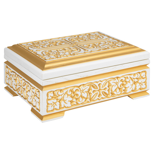 Ковчег для мощей "Суздальский" белый с золотом (патина), 30х20х13 см фото 8
