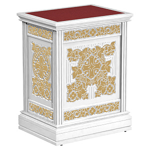 Жертвенник "Суздальский" белый с золотом (поталь) (80х60х105 см, без дверки)