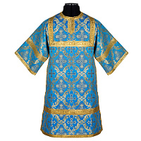 Стихарь алтарника детский, шелк "Николаевский", голубой с золотом, размер 34, рост 128 см