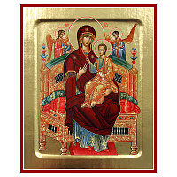 Икона Божией Матери "Всецарица", на дереве, золочение (поталь), 12,5х16 см