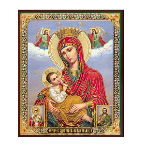 Икона Божией Матери "Млекопитательница", 15х18 см, бумага, УФ-лак №1 (тиснение)