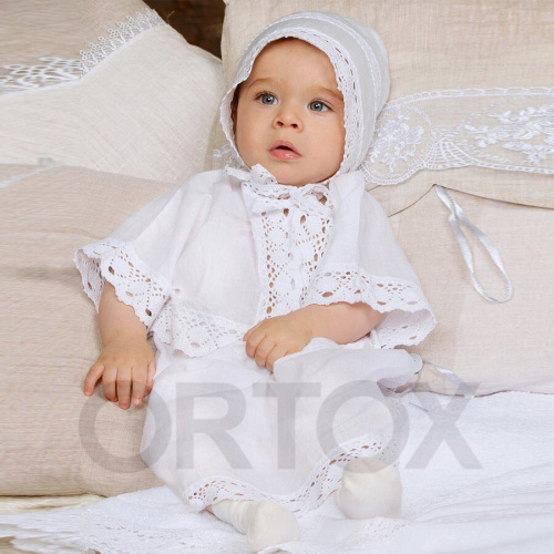 Комплект для крещения "Классика" белый: рубашка, чепчик, пеленка, размер в ассортименте фото 2
