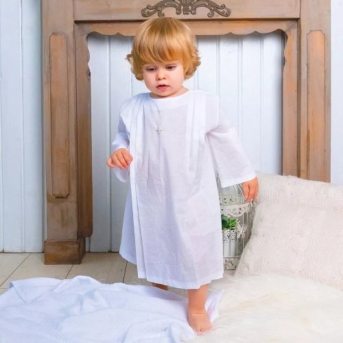 Рубашка для крещения "Звездочка" белая из муслина, размер в ассортименте фото 2