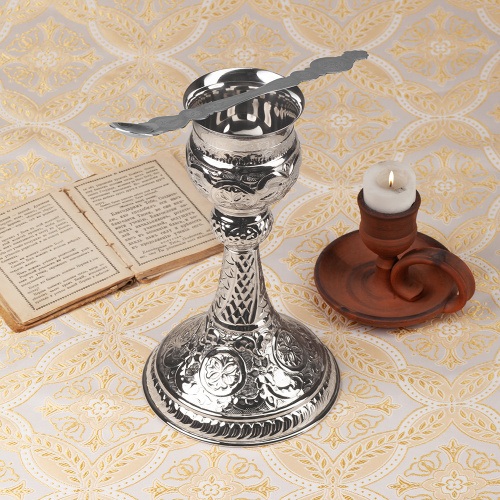 Потир № 29 на 0,25 л, латунь, нержавеющая сталь, никелирование, 15,5х27 см фото 2