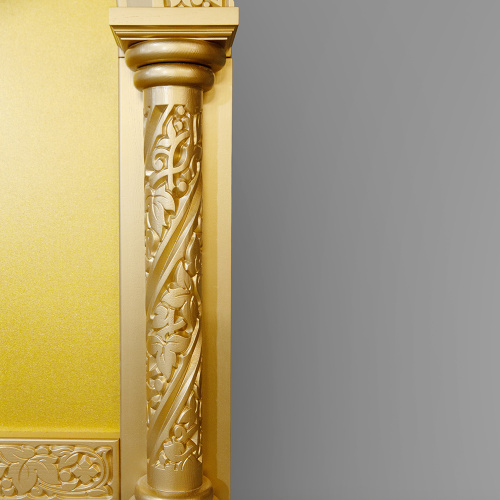 Иконостас деревянный резной "Владимирский" пятиярусный, цвет "золото", 690х860х45 см фото 10