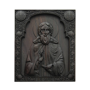Икона преподобного Сергия Радонежского, деревянная резная (4,7х6 см)