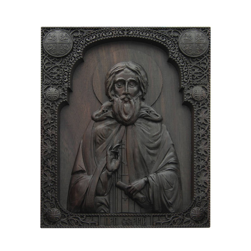 Икона преподобного Сергия Радонежского, деревянная резная