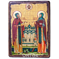 Икона благоверных князя Петра и княгини Февронии Муромских, 13х17 см, под старину