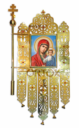Хоругви комплект с иконами Иисуса Христа и Божией Матери "Казанская", 55х110 см фото 6