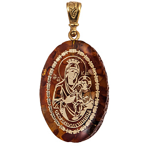 Образок нательный с ликом Божией Матери "Скоропослушница", овальной формы, 2х3 см (ювелирная смола)