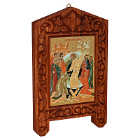 Икона Воскресения Христова на резной доске "Суздальская", холст с золочением