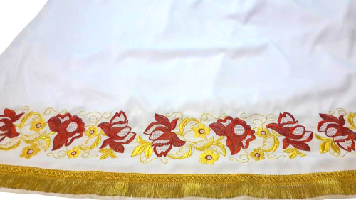 Подризник белый с рисунком "Роза", мокрый шелк, вышивка фото 3