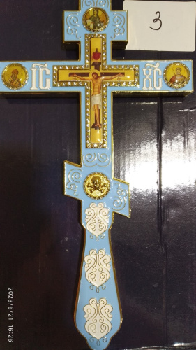 Крест напрестольный латунный восьмиконечный, 14,5х26 см, У-0632 фото 12