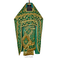 Иерейское облачение зеленое с иконой Пресвятой Троицы, парча