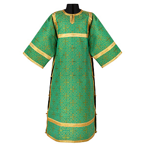 Стихарь алтарника, парча "Афон", зеленый с золотом (размер 50, рост 180 см, без подклада)