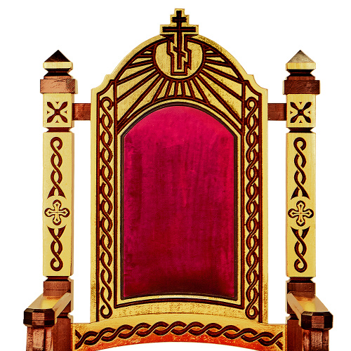 Архиерейский трон "Вятский", цвет "кипарис" с золотом (поталь), 78х72х150 см фото 5