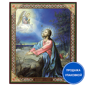Икона Спасителя "Моление о Чаше", бумага, УФ-лак, №3, 10х12 см (упаковка 10 шт.) (для дома)