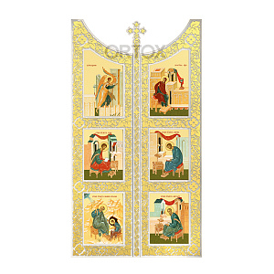 Царские врата к "Суздальскому" иконостасу, цвет "белый с золотом (поталь)", 180х105,6х10 см (сосна)