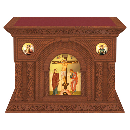 Облачение на престол "Романовское" с иконами, цвет "кипарис", 140х140х105 см фото 5