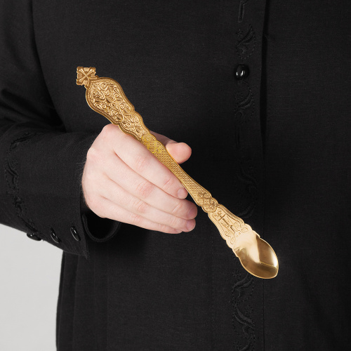 Лжица латунная в позолоте, длина 24 см фото 6