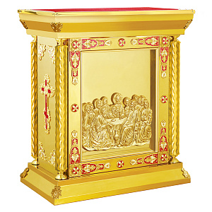 Облачение на престол "Гефсиманское" приставное, эмаль, литье,  90х50х107 см (красная ткань, литье)