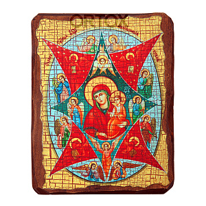 Икона Божией Матери "Неопалимая Купина", под старину №2 (12х17 см)