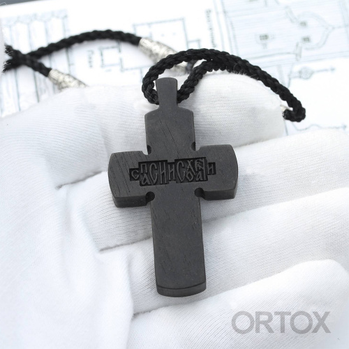 Нательный крест деревянный с серебряным распятием №1 фото 3
