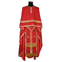 Греческое иерейское облачение красное, смесовая льняная ткань