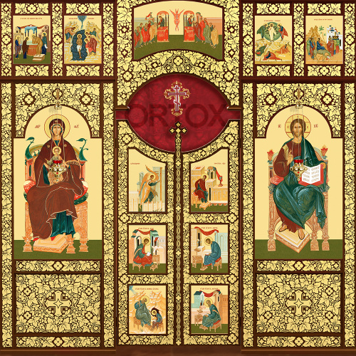 Иконостас "Суздальский" трехъярусный, цвет "кипарис" с золотом (поталь), 608х483х25,4 см фото 5