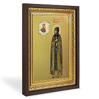 Икона Анны Кашинской, Тверской, благоверной княгини, в широком багете, цвет "темный дуб", на холсте, с золочением