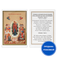 Икона Божией Матери "Всех скорбящих Радость" с тропарем, ламинированная, 6х8 см (упаковка 10 шт.)