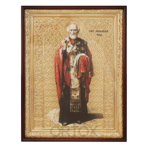 Икона большая храмовая Николай Чудотворец, прямая рама фото 3