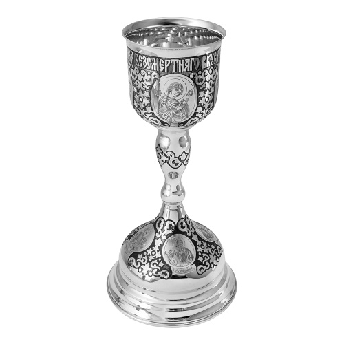 Евхаристический набор из 4 предметов №4, серебряный, ручная гравировка, оксидирование фото 3