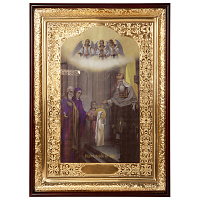 Икона большая храмовая Введения во храм Пресвятой Богородицы, прямая рама, 55х70 см, У 8-0272