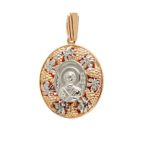 Образок серебряный двусторонний с ликом святителя Николая Чудотворца, позолота, родирование