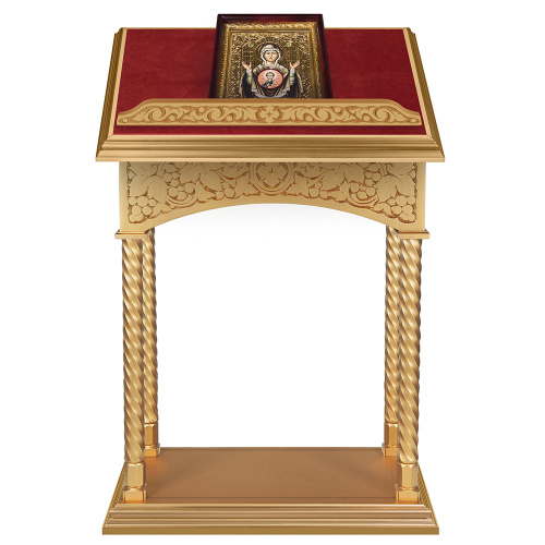 Аналой центральный "Суздальский", цвет "золото", колонны, красная ткань, высота 127 см фото 6 Аналой центральный "Суздальский", цвет "золото", колонны, красная ткань, высота 127 см фото 6