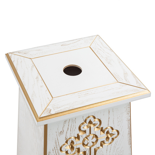 Подставка под хоругвь, крест, икону "Суздальская" белая с золотом (патина) фото 3