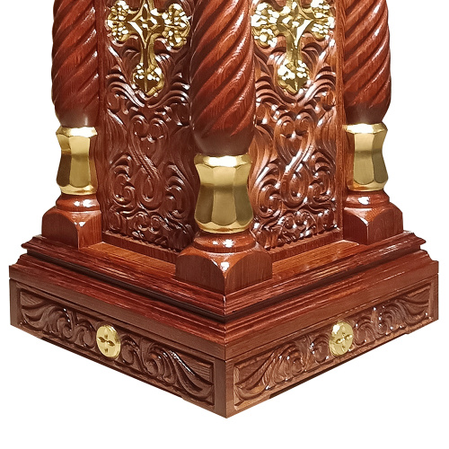 Аналой боковой "Костромской", цвет "кипарис" с золотом (поталь), 50х50х125 см фото 5