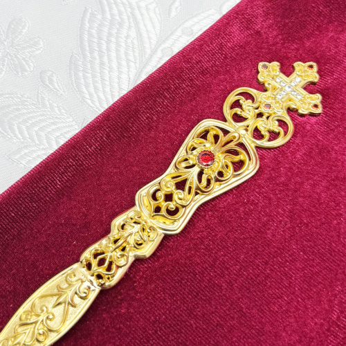 Лжица из ювелирного сплава в позолоте с фианитами, длина 24,5 см фото 7